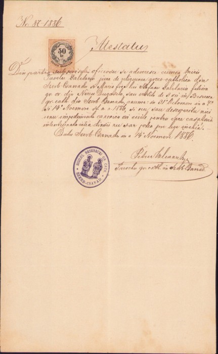 HST A1440 Vestire căsătorie 1886 Cenad Timiș Banat