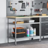 vidaXL Masă de lucru &icirc;n Gri, 100x55x85 cm, Fabricată din Oțel și Lemn prelucrat