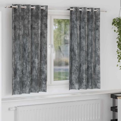 vidaXL Cortine din catifea , set de 2 piese cu &amp;oelig;illets, gri, 175 x 140 cm foto