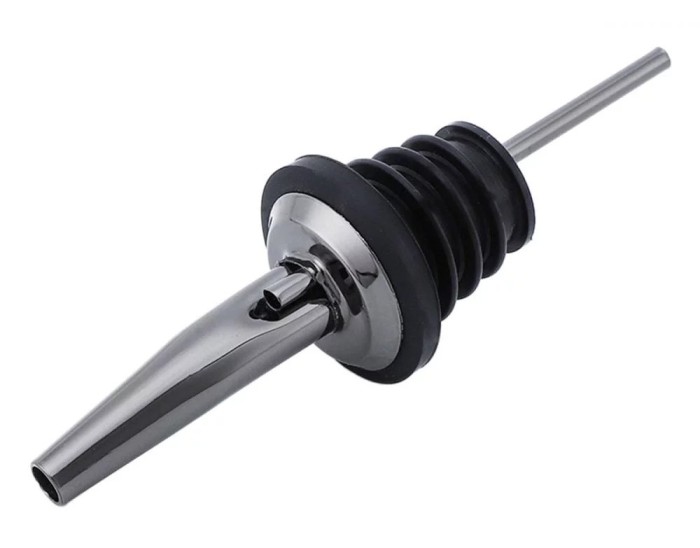 Dop cu picurator pentru bauturi, otel inoxidabil, 10.8 x 2.9 cm, negru