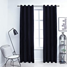 vidaXL Draperii opace cu inele, 2 buc., negru, 140 x 245 cm, catifea 134490