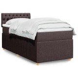 VidaXL Pat box spring cu saltea, maro &icirc;nchis, 90x190 cm, textil