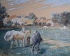 Ignat BEDNARIK (1882-1963)-Cai pe miriştea castelului, acuarelă, guaşă, colecţie, Scene gen, Acuarela, Realism