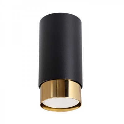 Lampă De Tavan Nero Negru/Auriu Din Oțel, 1 Bec Tub Modern De Interior. foto