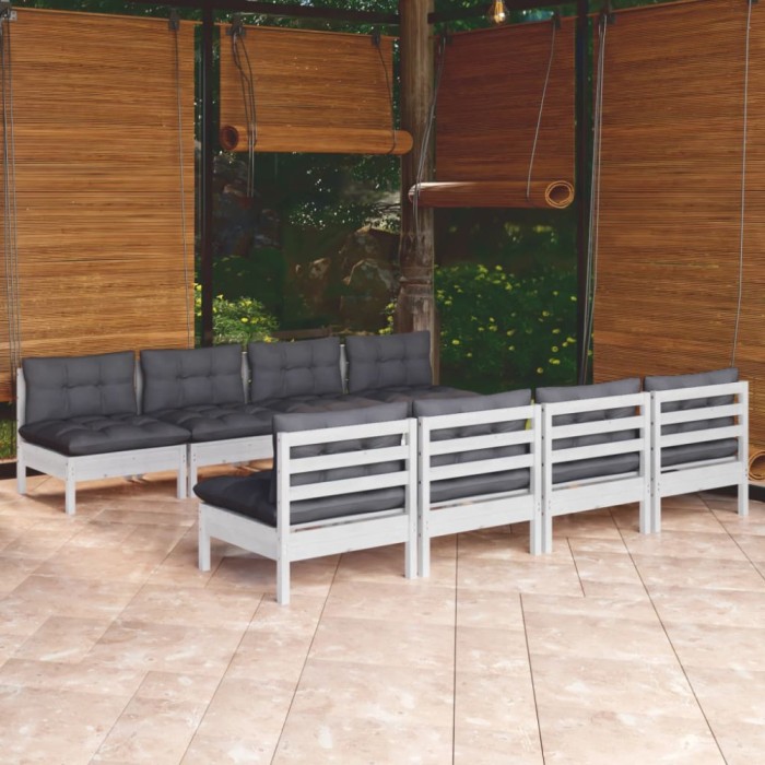 Gossi set mobilier de gradina cu perne, 9 piese, lemn masiv de pin