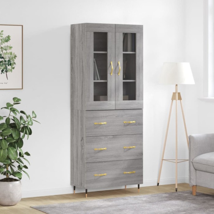 vidaXL Dulap &icirc;nalt, gri sonoma, 69,5x34x180 cm, lemn compozit