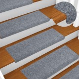 vidaXL Covorașe scară autoadezive 30 buc Gri deschis 65x21x4 cm