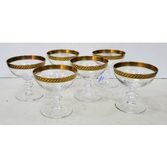 Pahare pentru aperitiv din cristal bizotat si aur coloidal, Perioada interbelica