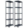 Rafturi Depozitare Gossi, 2 Buc, Plastic Negru, 60x30x180 cm, 5 Nivele, 125 Kg