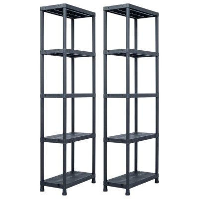 Gossi rafturi de depozitare 2 buc. negru 60x30x180 cm plastic 125 kg foto