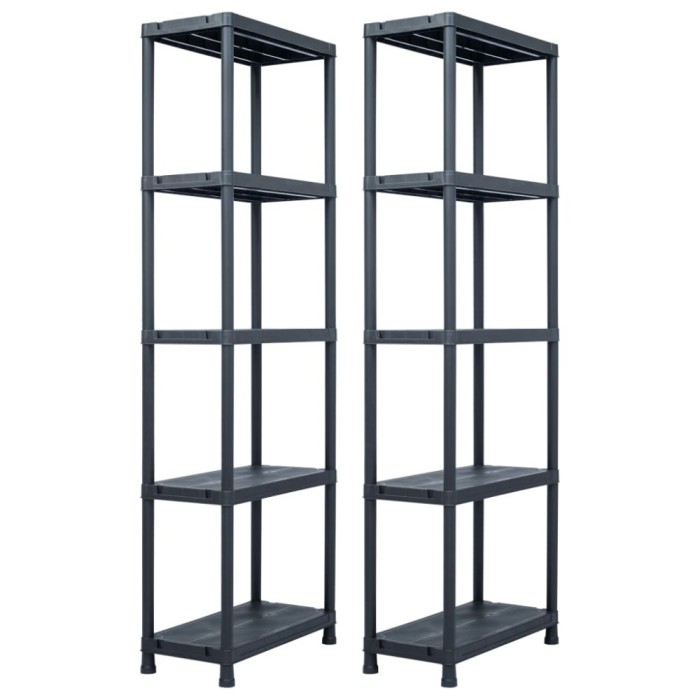 Gossi rafturi de depozitare 2 buc. negru 60x30x180 cm plastic 125 kg