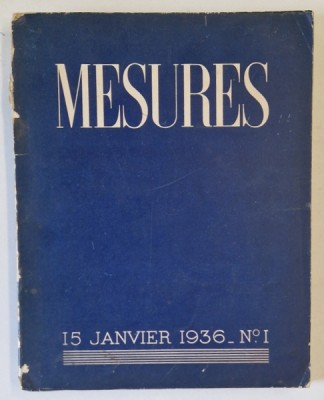 MESURES , CAHIERS TRIMESTRIELLE , NO. 1 , 15 JANVIER 1936 foto