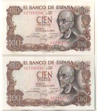 SV * Spania 100 PESETAS 1961 * Serii Consecutive * PRET per BUCATA * AUNC +