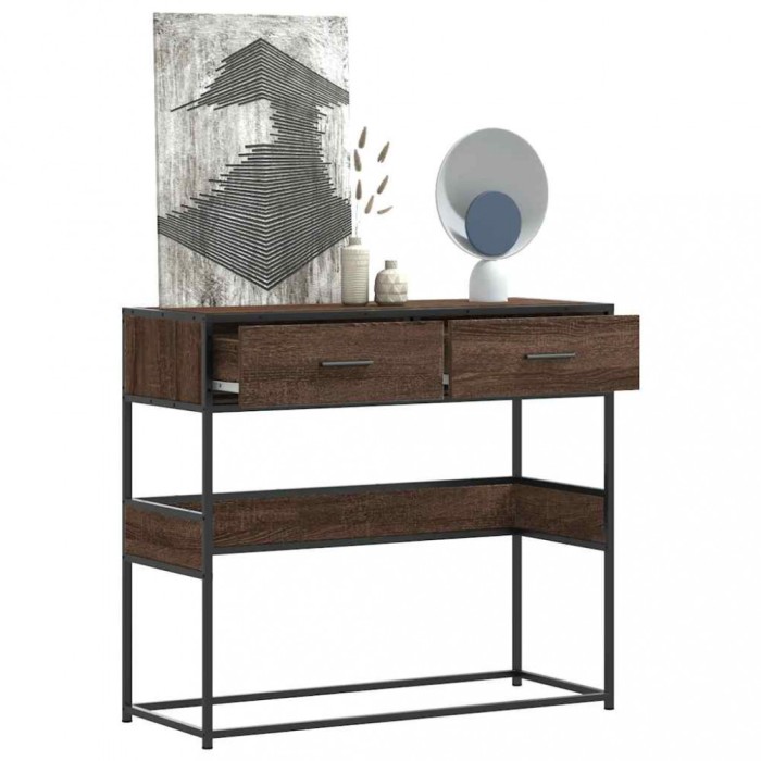 Gossi masuta consola, stejar maro, 90x35x80 cm, lemn prelucrat