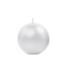 Lumanare Sfera, alb perlat, 6 cm