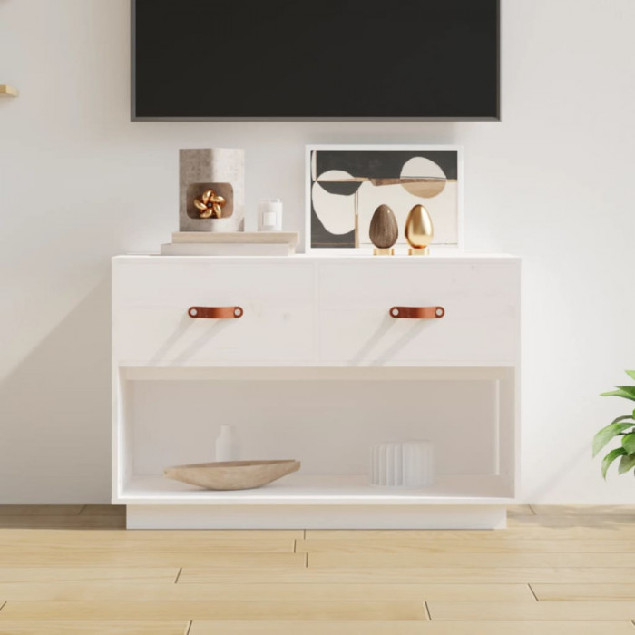 Comoda TV, alb, 90x40x60 cm, lemn masiv de pin GartenMobel Dekor