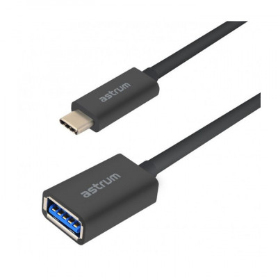 Cablu date USB Type-C 3.1 la USB 3.0 OTG Astrum UT600 Negru foto
