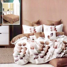 Lenjerie pat dublu,bumbac finet,6 piese,cearceaf normal 220x240cm, cearceaf pilota 200x220cm, 2 fete de perna 50x70, 2 fete de perna 70x70-M309