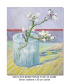 Cumpara ieftin Tablou pictat manual, Creanga de migdal inflorita in pahar, 60x50cm ulei pe panza, reproducere Vincent van Gogh
