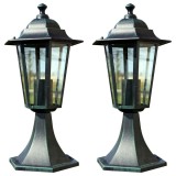 Cumpara ieftin Lămpi de grădină, 2 buc., verde &icirc;nchis/negru, aluminiu