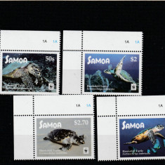 Samoa 2016-Fauna,WWF,Testoase,Serie 4 valori,colt de coala (dr),MNH,Mi.1348-1351