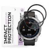 Folie Protectie Techsuit Nano Flex pentru Garmin Fenix 7, Set 2 bucati, Plastic, Neagra