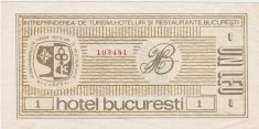 RSR Tichet Bon Hotel Bucuresti 1 leu Intreprinderea Turism Hoteluri Restaurante
