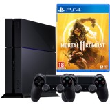 Consola Sony PlayStation 4 PS4 500GB + 2 Controllere + Mortal Kombat 11 Second-Hand SH