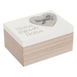 Cutie depozitare decorativa din lemn cu capac imprimat cu mesaj si fundita, 20x15x10cm