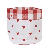 Cumpara ieftin Cos bumbac alb rosu Inimioare &Oslash; 15x16 cm