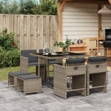 Set mobilier gradina cu perne, 9 piese, gri, poliratan GartenMobel Dekor, vidaXL