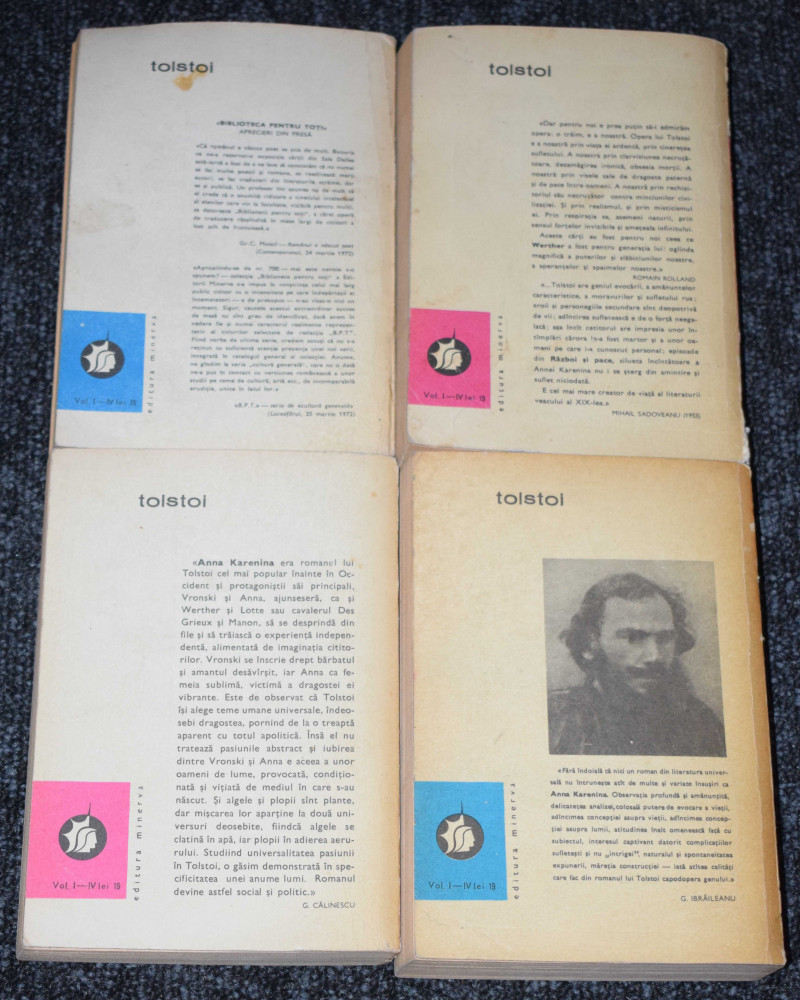 LEV TOLSTOI - ANNA KARENINA - 4 volume BIBLIOTECA PENTRU TOTI 1972, Minerva  | Okazii.ro