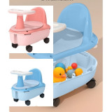 Scaun de baie si tricicleta2in1pentru bebe,cu husa antiderapanta,+6 luni, Albastru