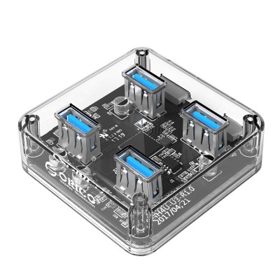 Hub USB 3.0 Orico cu 4 porturi USB 3.0, cablu 100 cm, transparent, PC / laptop foto