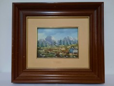 Pictura pe carton nesemnata, nr 1, dim. 32.2x 28.2cm foto