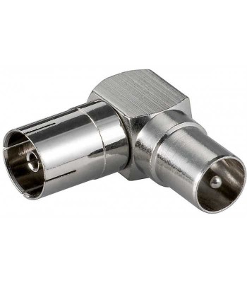 Adaptor coaxial mama - coaxial tata 90 grade metal Goobay foto