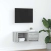 Dulap TV Gossi Gri Sonoma 60cm, Lemn Prelucrat, Montaj pe Perete, cu Sertar si Raft. Comoda TV Living, Economie Spatiu
