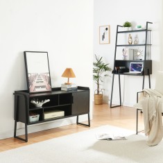 Set comoda TV si birou D Storfjord negru [en.casa] HausGarden Leisure foto