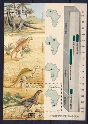 ANGOLA 1994 ANIMALE PREISTORICE DINOZAURI foto