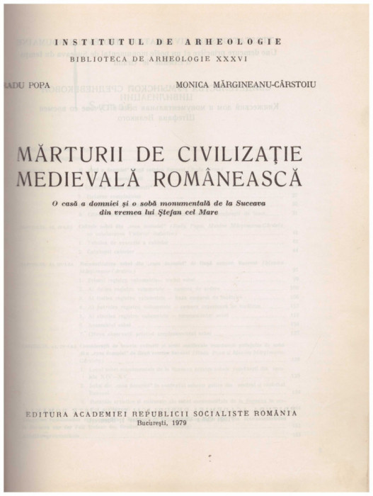 Radu Popa, Monica Margineanu-Carstoiu - Marturii de civilizatie medievala romaneasca - 102217