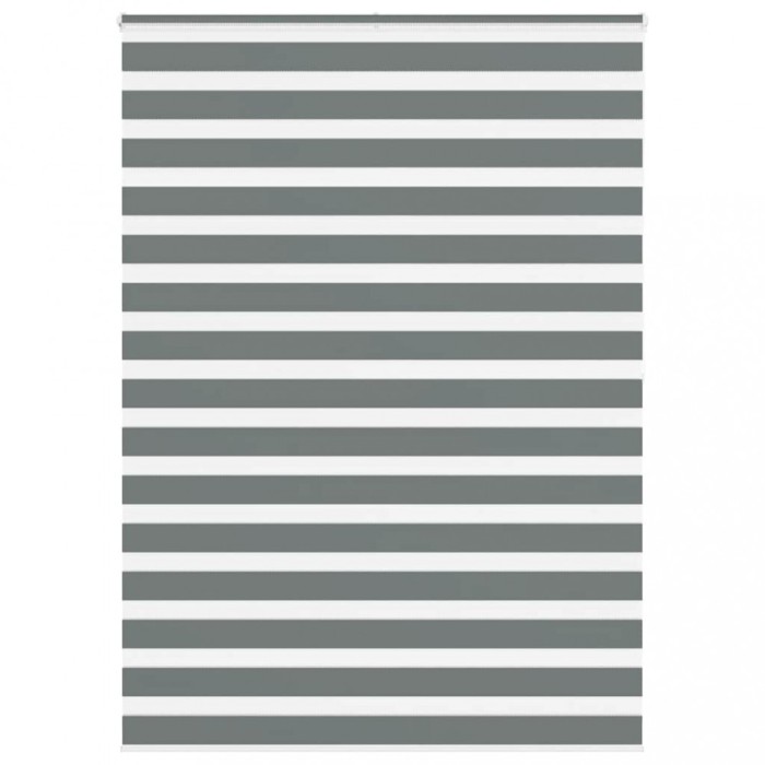 Jaluzea tip zebra gri &icirc;nchis lățime țesătură 155,9 cm poliester