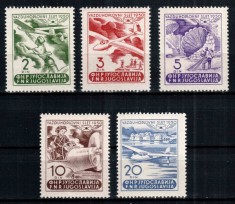Iugoslavia Yugoslavia 1950, Mi #611-615, Posta Aeriana, avion, planor, parasuta, MNH, cota 45 &euro;!