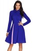 V612-4 Rochie albastra, casual cu maneci lungi si guler inalt, L, XL