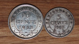 Newfoundland Canada - set argint - 5 cents 1943 + 10 cents 1940 - impecabile !
