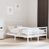 VidaXL Cadru pat, alb, 140x190 cm, lemn masiv