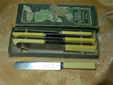 Set cutite Sheffield Art Deco bachelita, inox, colectie cadou, vintage foto