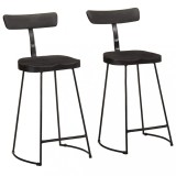 Set 2 Scaune Bar vidaXL, Lemn Mango Masiv, Negru, 49x43x88 cm, Suport Metalic, Design Modern, Confortabile, Max 110kg