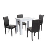 Set de masă Leon 4+1 alb-negru