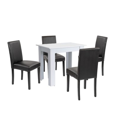 Set de masă Leon 4+1 alb-negru foto
