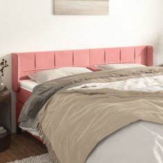 vidaXL Tăblie de pat cu aripioare roz 203x16x78/88 cm catifea foto